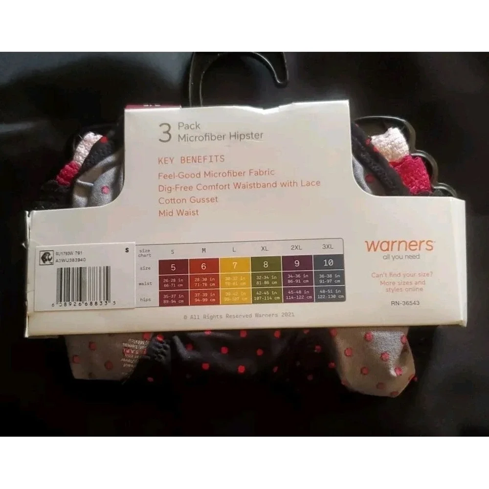 Warner's Blissful Benefits‎ Dig-free Comfort Waist W/Lace Hipster 3-Pack